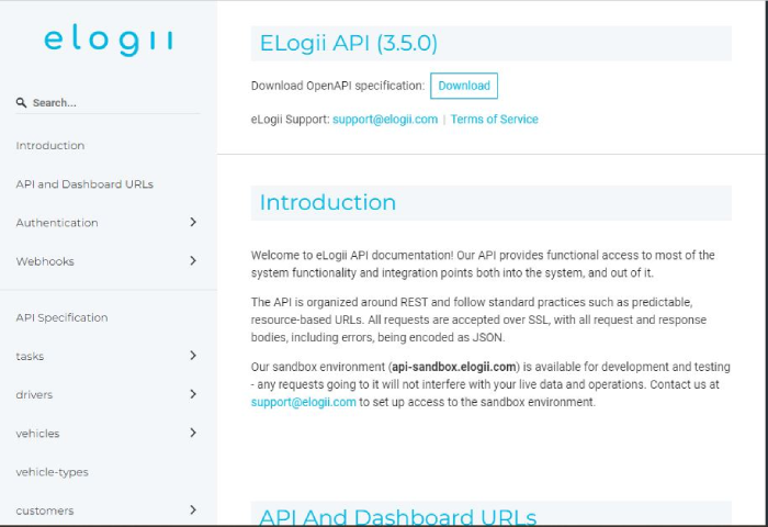 eLogii API- UK
