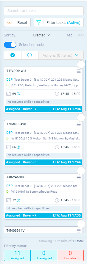 completed task overview in elogii