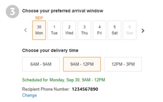 delivery scheduling time and data