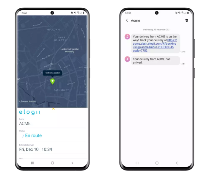 tracking routes and delivery notifications