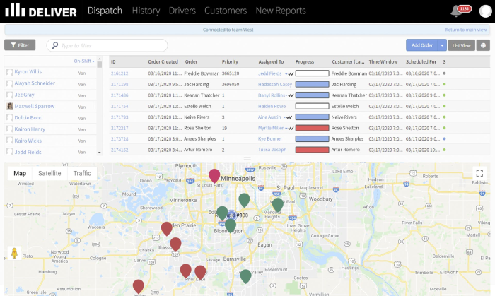 Water Delivery Management Software - Bringg’s UI